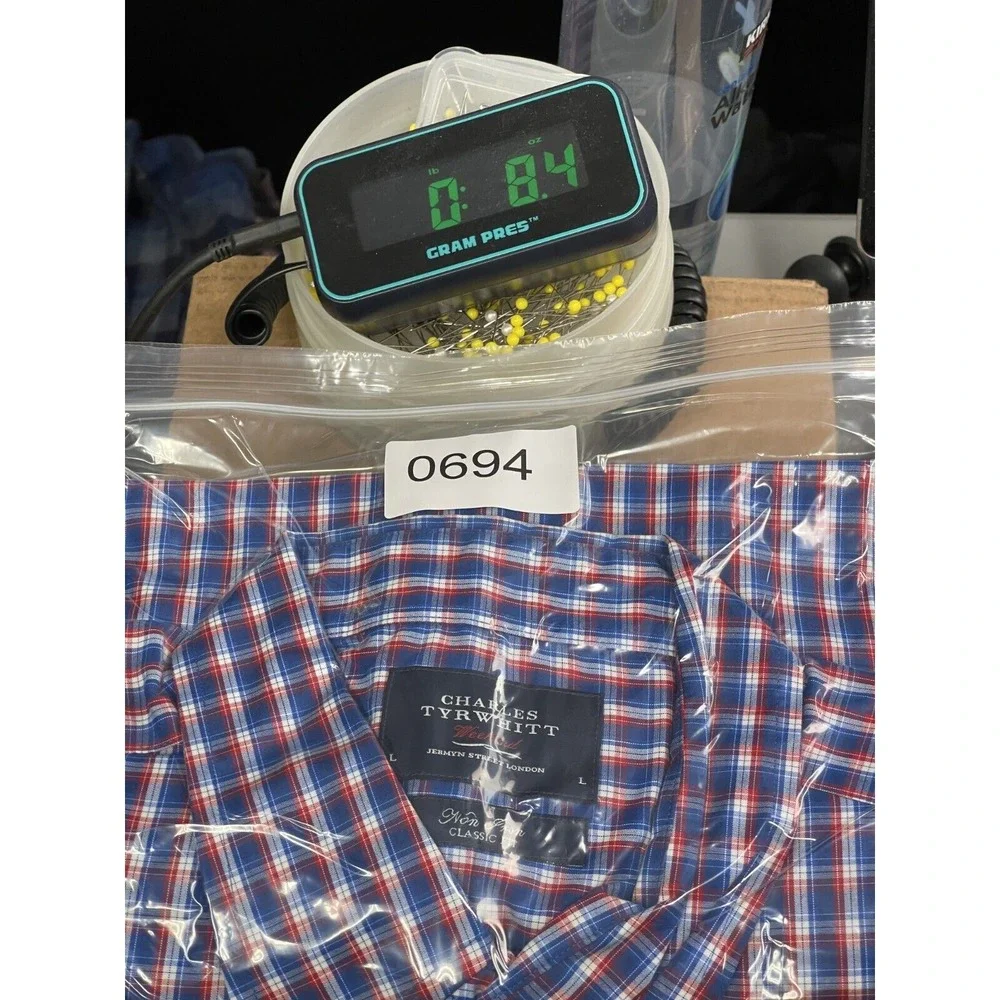 Charles Tyrwhitt Mens L Blue Plaid Weekend‎ Non-Iron Classic Fit Shirt - Picture 12 of 12